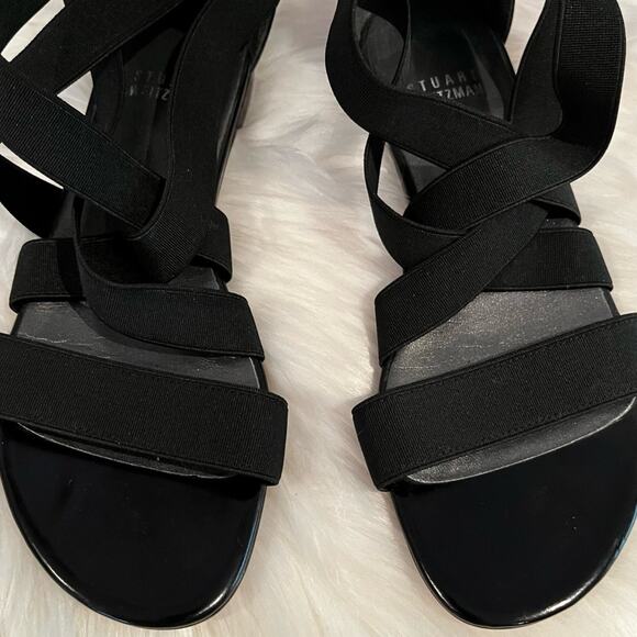 NEW Stuart Weitzman Crisscrossed Strap Ankle Flat Sandals Black Sz 5.5 NWOB - Picture 10 of 14